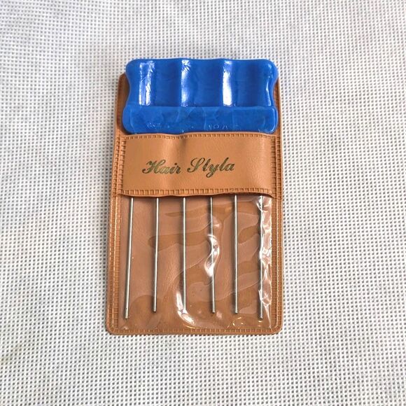Vintage Styla Hair Pick Styling Comb Travel In Plastic Slip Case Blue Hong Kong - Picture 2 of 7